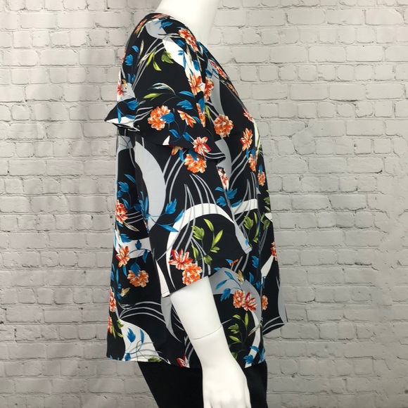 2X 3X Alfani Floral Ruffle Sleeve Top Plus Size - Picture 4 of 5